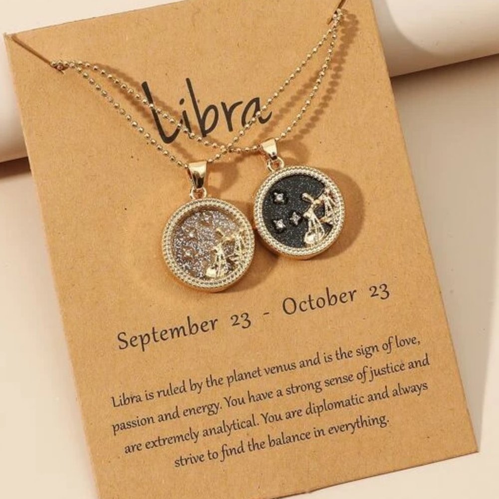 2pc Libra Zodiac Golden Necklaces